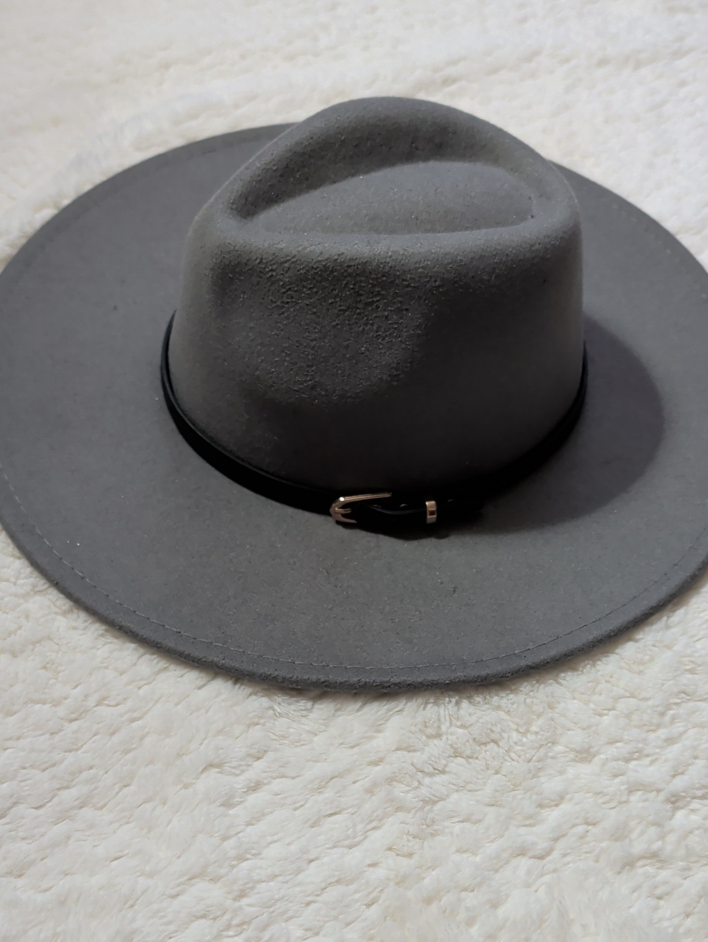 Windsor Charcoal Felt Fedora with Black Buckle Band